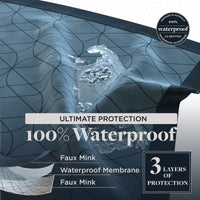 Thumbnail for Luxury Waterproof Bed Blanket - Blue Trim - Blue/White