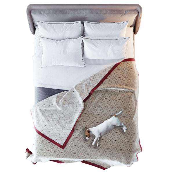Luxury Waterproof Blanket Cover - Red Trim - White/Gray